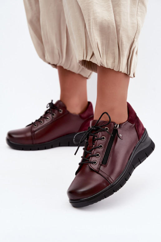 Damen Leder Schuhe mit Plattform Vinceza 39964 in bordeaux Farbe
