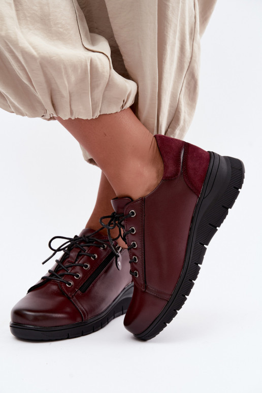 Damen Leder Schuhe mit Plattform Vinceza 39964 in bordeaux Farbe