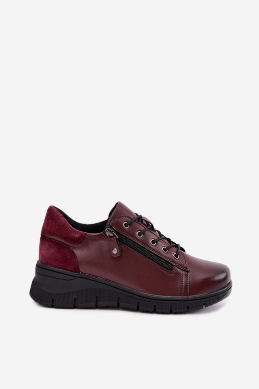 Damen Leder Schuhe mit Plattform Vinceza 39964 in bordeaux Farbe