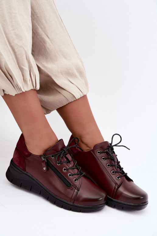 Damen Leder Schuhe mit Plattform Vinceza 39964 in bordeaux Farbe