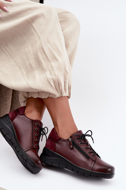 Damen Leder Schuhe mit Plattform Vinceza 39964 in bordeaux Farbe