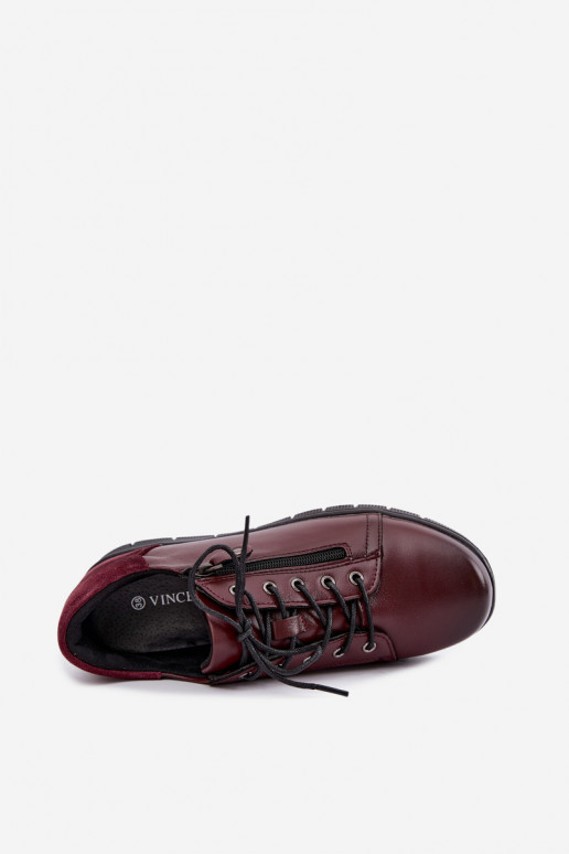 Damen Leder Schuhe mit Plattform Vinceza 39964 in bordeaux Farbe