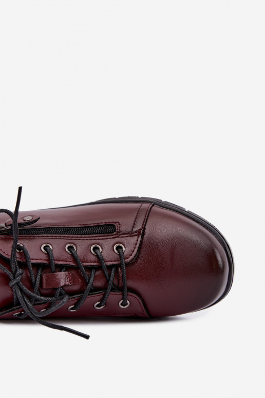 Damen Leder Schuhe mit Plattform Vinceza 39964 in bordeaux Farbe