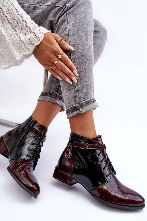 Bordeauxfarbene Damen-Stiefeletten Avalynė Tai turiciejka 5743A-23
