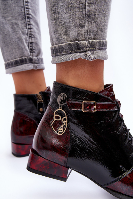 Bordeauxfarbene Damen-Stiefeletten Avalynė Tai turiciejka 5743A-23