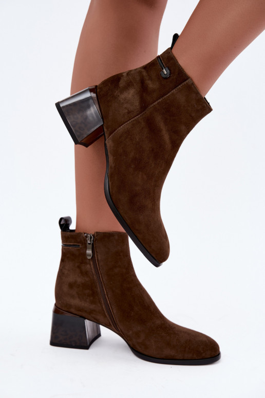 Lurelia braune Kunstveloursleder Stiefeletten
