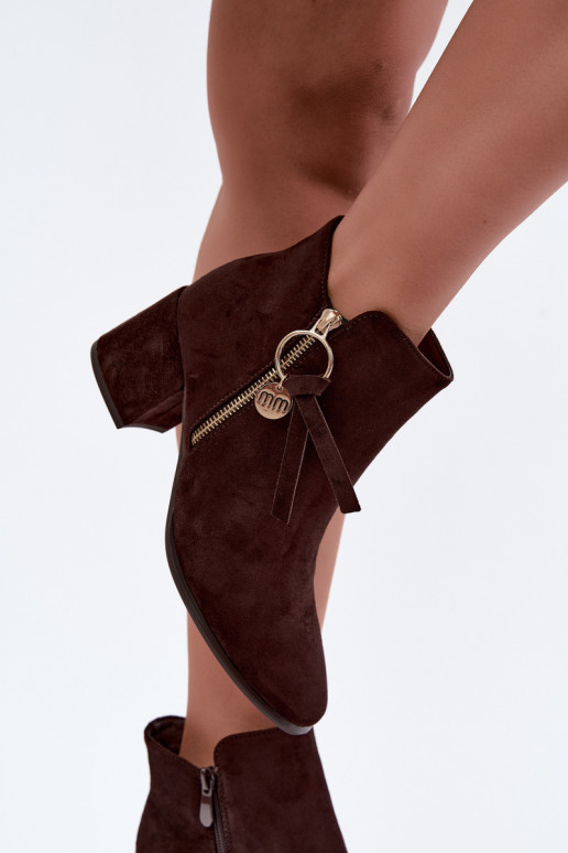 Wärmende Damen-Stiefeletten mit Absätzen, braun Imara