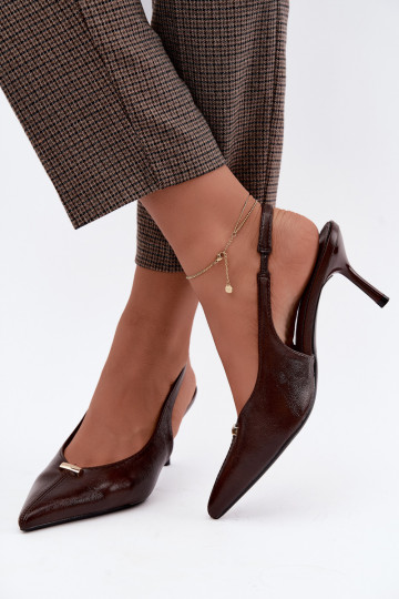 Inessae schokoladenfarbene High Heels mit dekorativen Details 2