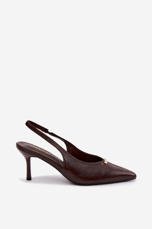 Inessae schokoladenfarbene High Heels mit dekorativen Details