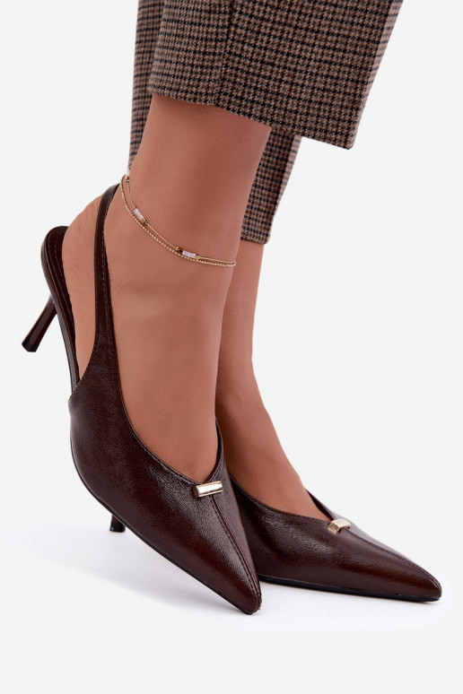 Inessae schokoladenfarbene High Heels mit dekorativen Details