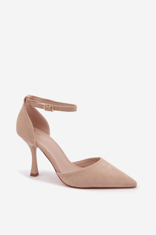 Faux-Suede-Schuhe mit Riemen in Sandfarbe Ladessa