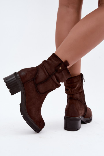 sich Zuarm laufen Damenstiefel Mit Rüschen Klocke S.Barski HY62-8100 CzekoladoZue