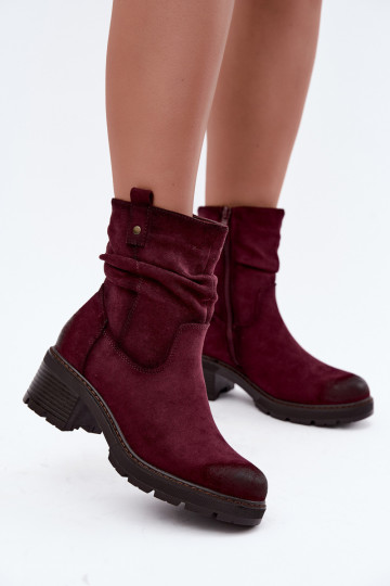 sich Zuarm laufen Damenstiefel Mit Rüschen Klocke S.Barski HY62-8100 Burgund
