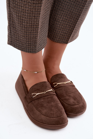 Goldene Mokassins Barefoot Ze mit braunen Details Paresa