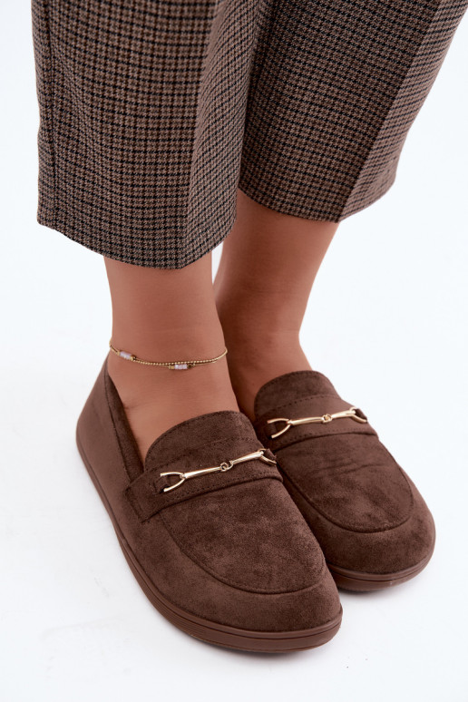 Goldene Mokassins Barefoot Ze mit braunen Details Paresa