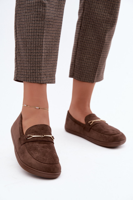 Goldene Mokassins Barefoot Ze mit braunen Details Paresa