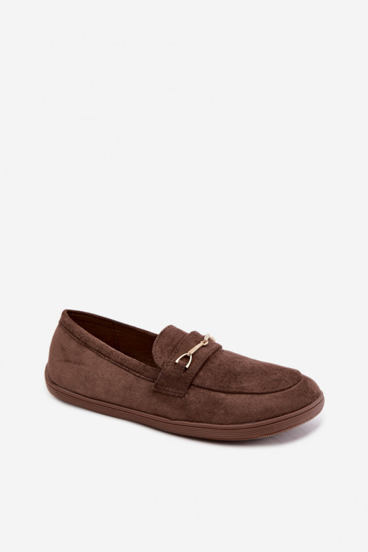 Goldene Mokassins Barefoot Ze mit braunen Details Paresa
