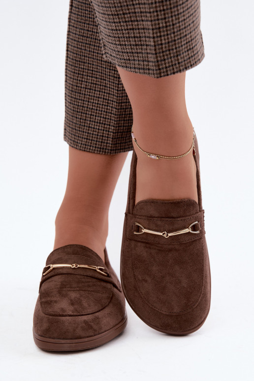 Goldene Mokassins Barefoot Ze mit braunen Details Paresa
