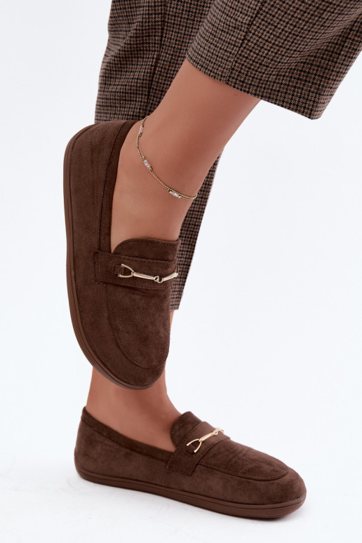 Goldene Mokassins Barefoot Ze mit braunen Details Paresa