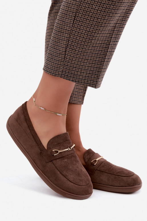 Goldene Mokassins Barefoot Ze mit braunen Details Paresa