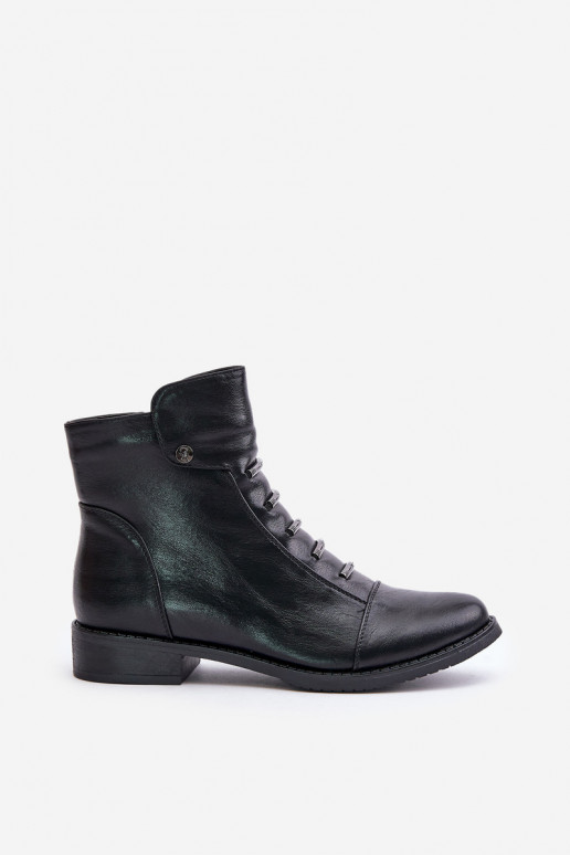 Wärmende Damen-Stiefeletten mit breiten Absätzen in schwarzer Farbe Labise