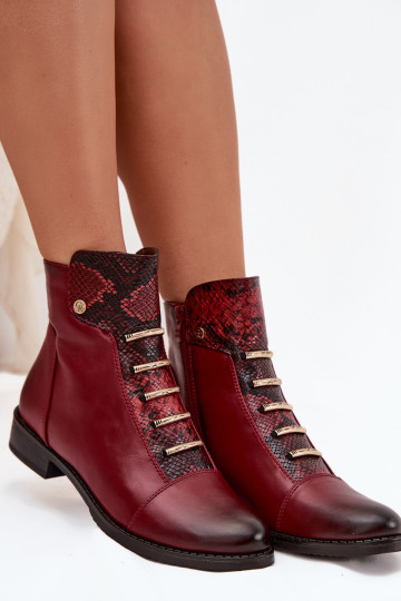 sich Zuarm laufen Damenstiefel mit breiten Absätzen Tiermuster Burgund Labise