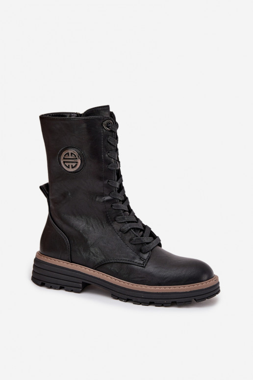 Wärmende Damen-Stiefeletten mit dekorativen Details in schwarzer Farbe Dorialine