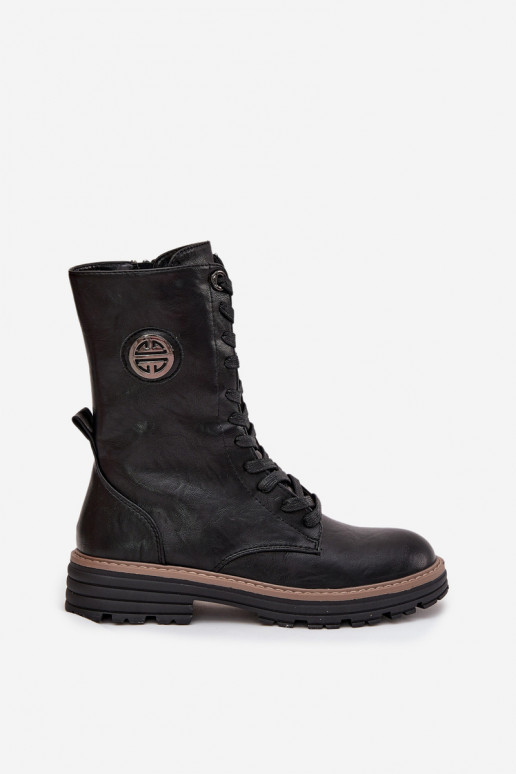 Wärmende Damen-Stiefeletten mit dekorativen Details in schwarzer Farbe Dorialine