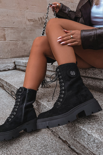 Damenstiefel Typu hohe Reitstiefel sich Zuarm laufen aus Öko-INildleder schZuarze Farbe Livela 2