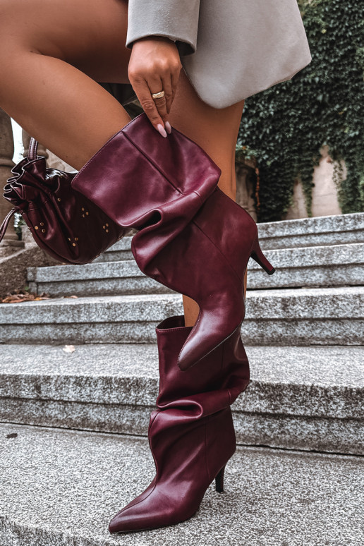 Slouchy Stiefeletten mit Absatz in bordeaux Gelra