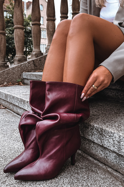 Slouchy Stiefeletten mit Absatz in bordeaux Gelra
