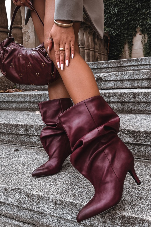 Slouchy Stiefeletten mit Absatz in bordeaux Gelra