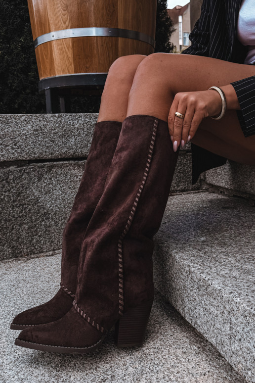 Damenstiefel im Cowboy-Stil mit Blockabsatz schokoladenbraun Noeline