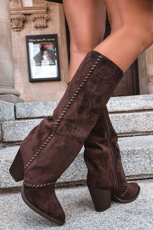 Damenstiefel im Cowboy-Stil mit Blockabsatz schokoladenbraun Noeline