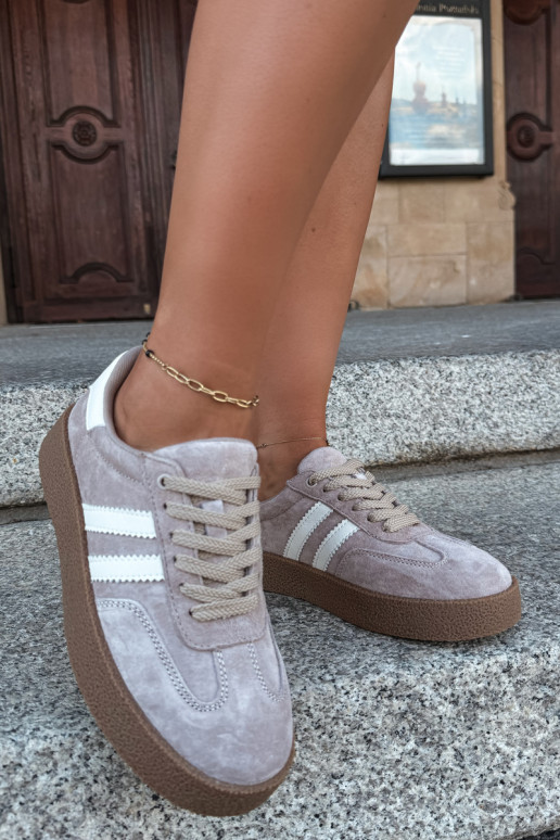 Bellmont sandfarbene Kunstveloursleder-Sneaker