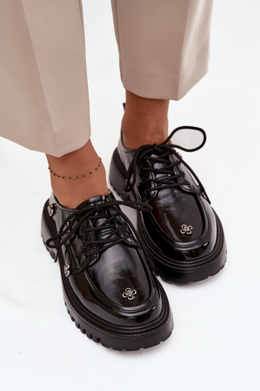 Lackleder-Damenschuhe mit Schnallen in Schwarz Artiker 57C0333