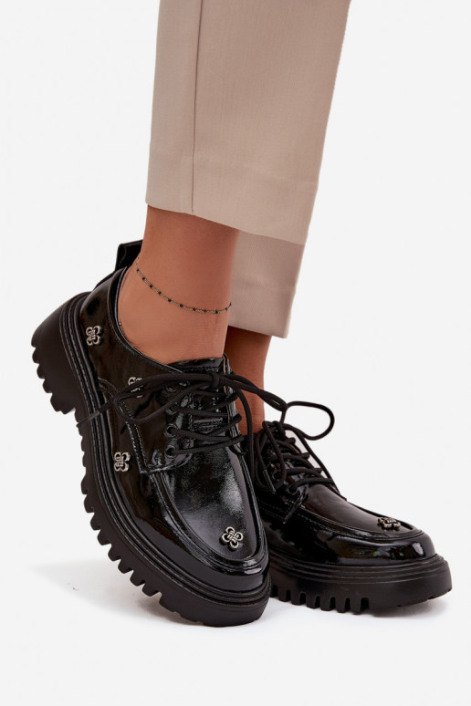 Lackleder-Damenschuhe mit Schnallen in Schwarz Artiker 57C0333