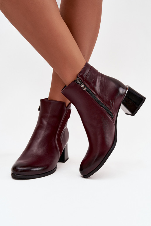 Leder-Damenschuhe mit Absatz in Bordeaux Zazoo 60563