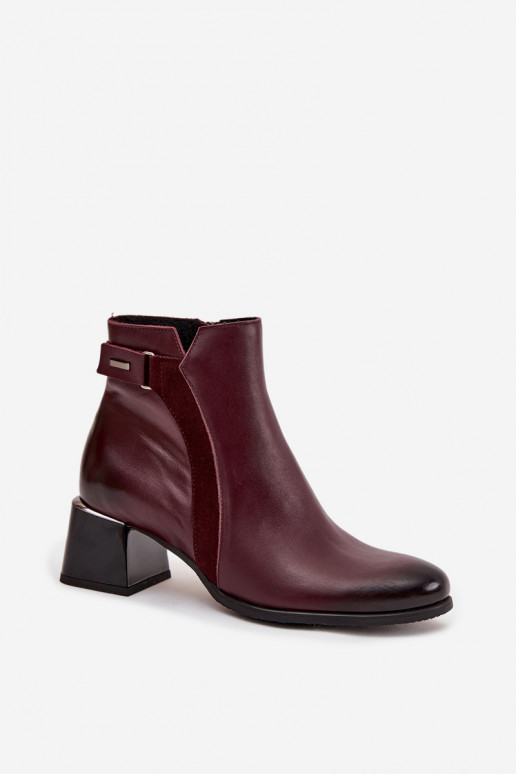 Leder-Damenschuhe mit Absatz in Bordeaux Zazoo 60563