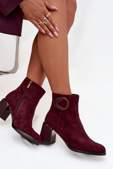 Kunstveloursleder warme Damenstiefeletten mit dekorativen Details in Bordeaux Artiker 57C0016