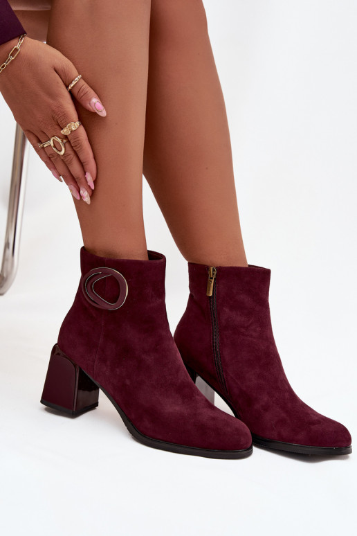 Kunstveloursleder warme Damenstiefeletten mit dekorativen Details in Bordeaux Artiker 57C0016
