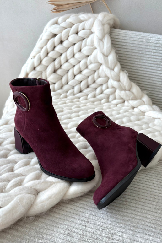 Kunstveloursleder warme Damenstiefeletten mit dekorativen Details in Bordeaux Artiker 57C0016
