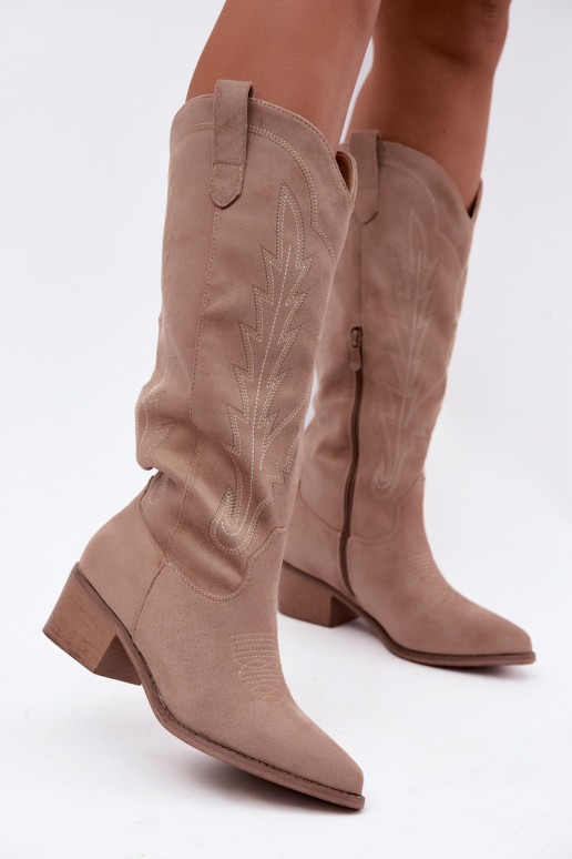 Sandfarbene Cowboy-Stiefel Casena
