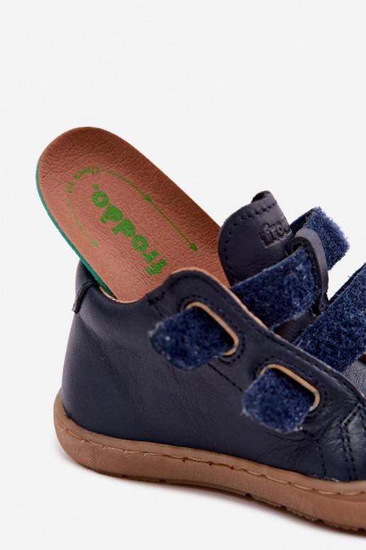 Dunkelblaue Kinderlederschuhe Barefoot Froddo G2130328