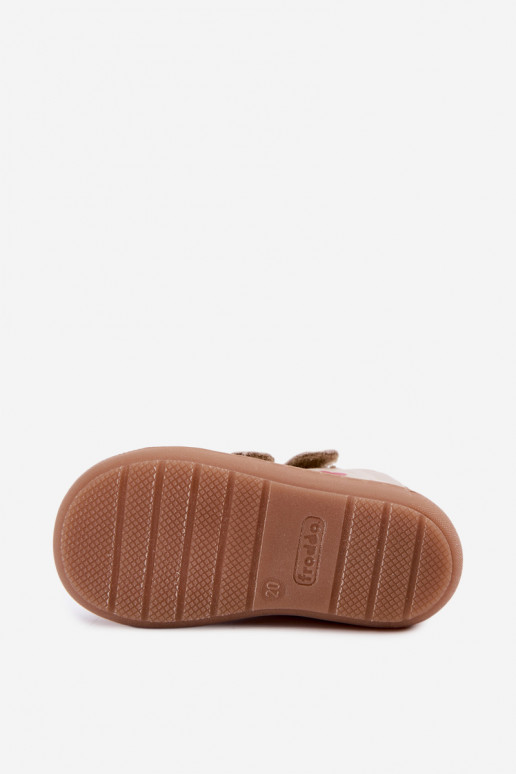 Sandfarbene Kinderlederschuhe Barefoot Froddo G2130328-64