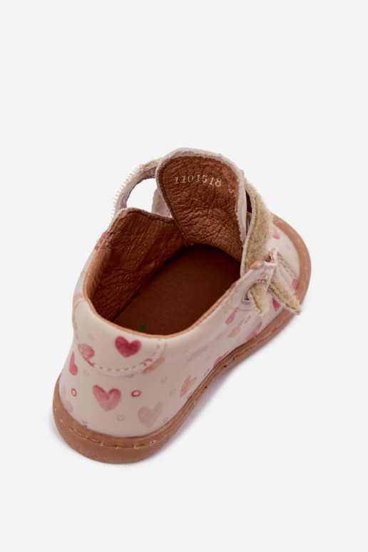 Sandfarbene Kinderlederschuhe Barefoot Froddo G2130328-64