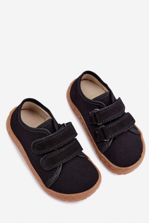Schwarze Kinderslipper Barefoot Froddo Canvas G1700440-19