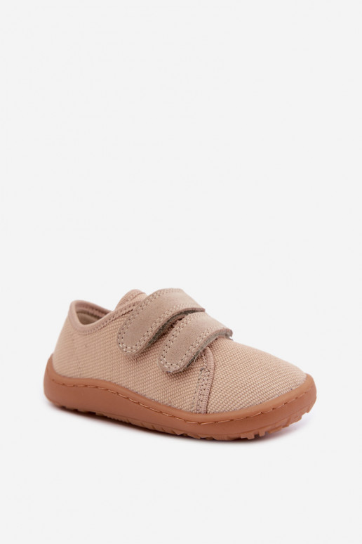 Sandfarbene Kinderslipper Barefoot Froddo Canvas G1700440-22