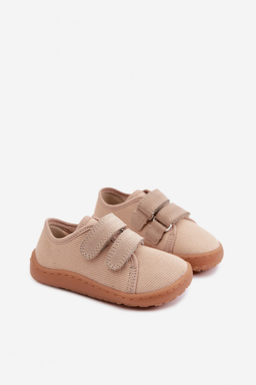 Sandfarbene Kinderslipper Barefoot Froddo Canvas G1700440-22