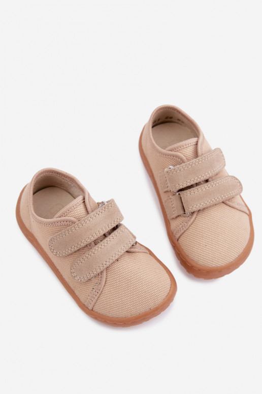 Sandfarbene Kinderslipper Barefoot Froddo Canvas G1700440-22